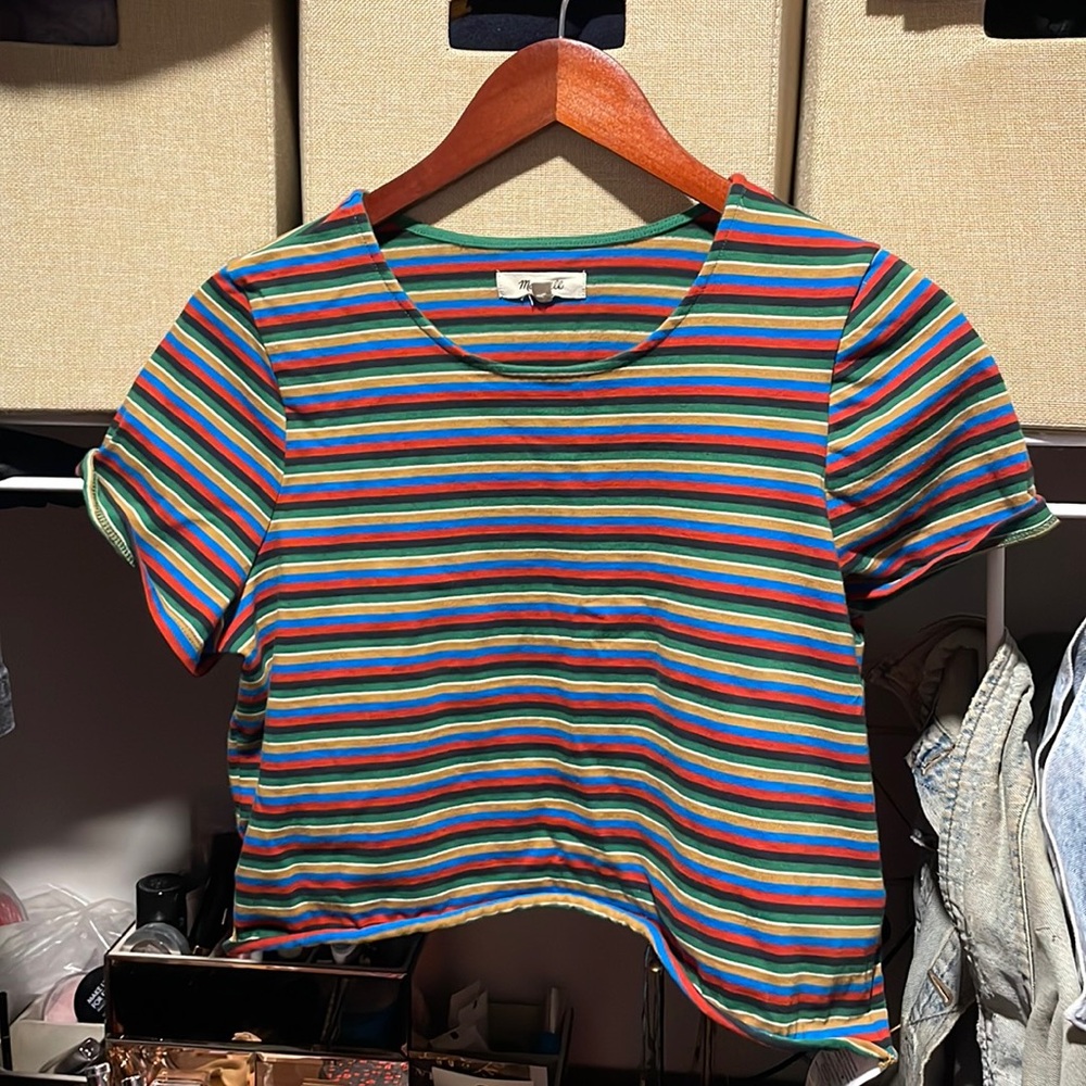 Madewell striped crop tshirt